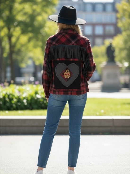 Bunny Mac Jackets & Blazers - One of a kind custom upcycled plaid jacket (includes NWT Free People brooch)
